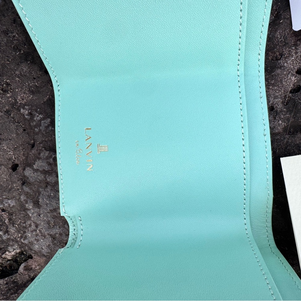 Lanvin en Bleu Mint Leather Compact Wallet w/Box Japan Exclusive Tags & Cards - Picture 8 of 11